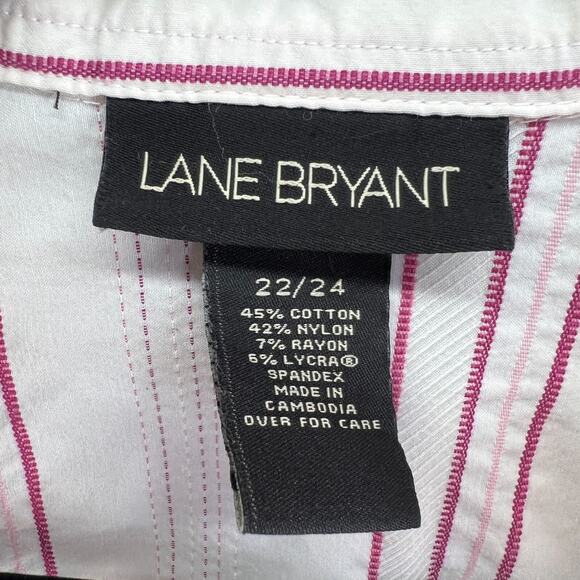 Lane Bryant Shirt Womens 22/24 Pink White Striped Button Down Stretch Plus Size - Picture 4 of 10
